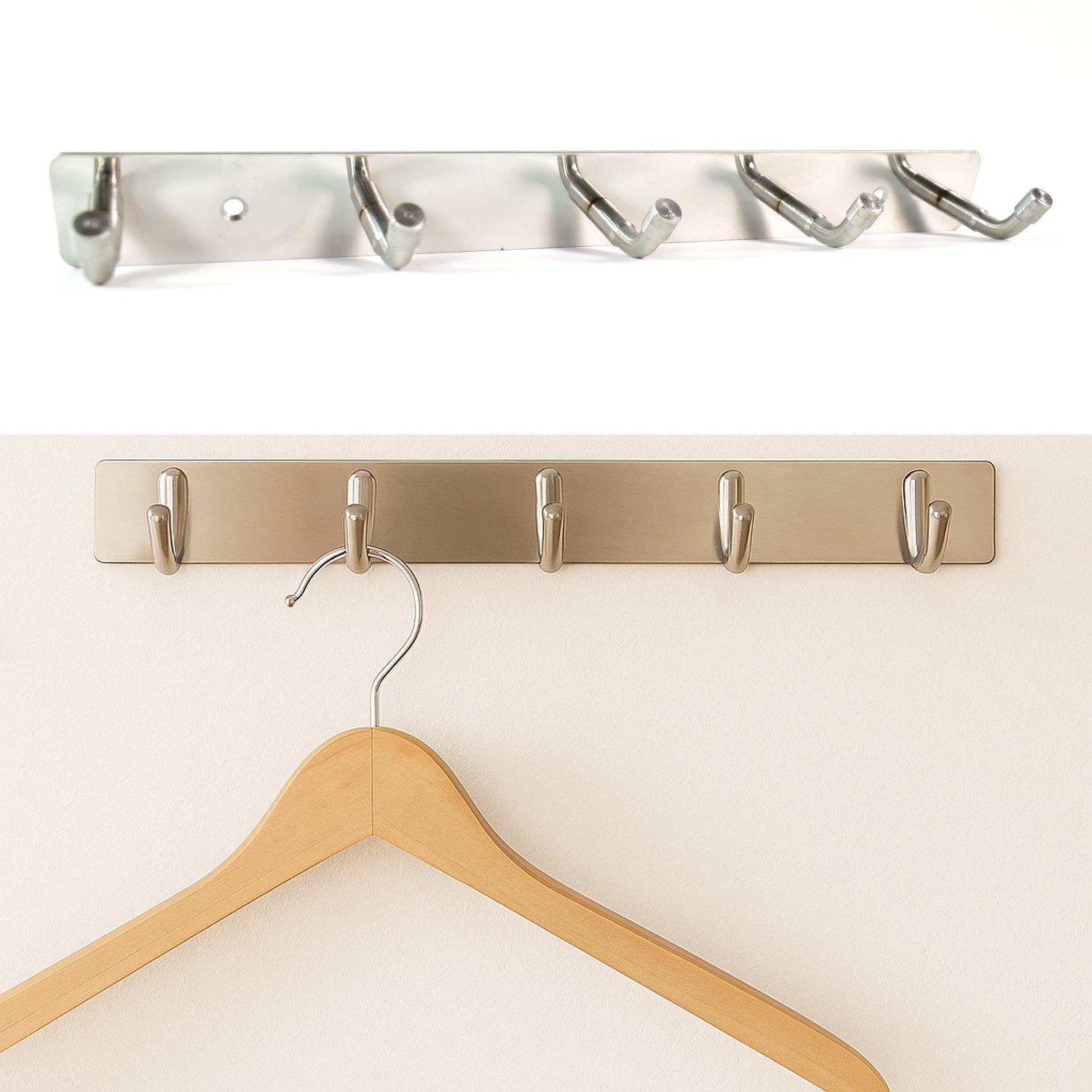 Stainless Steel Wall Mounted Coat 5 Hook Rack (26x3 / 1 Pc) Stainless Steel Wall Mounted Coat 5 Hook Rack (26x3 / 1 Pc)